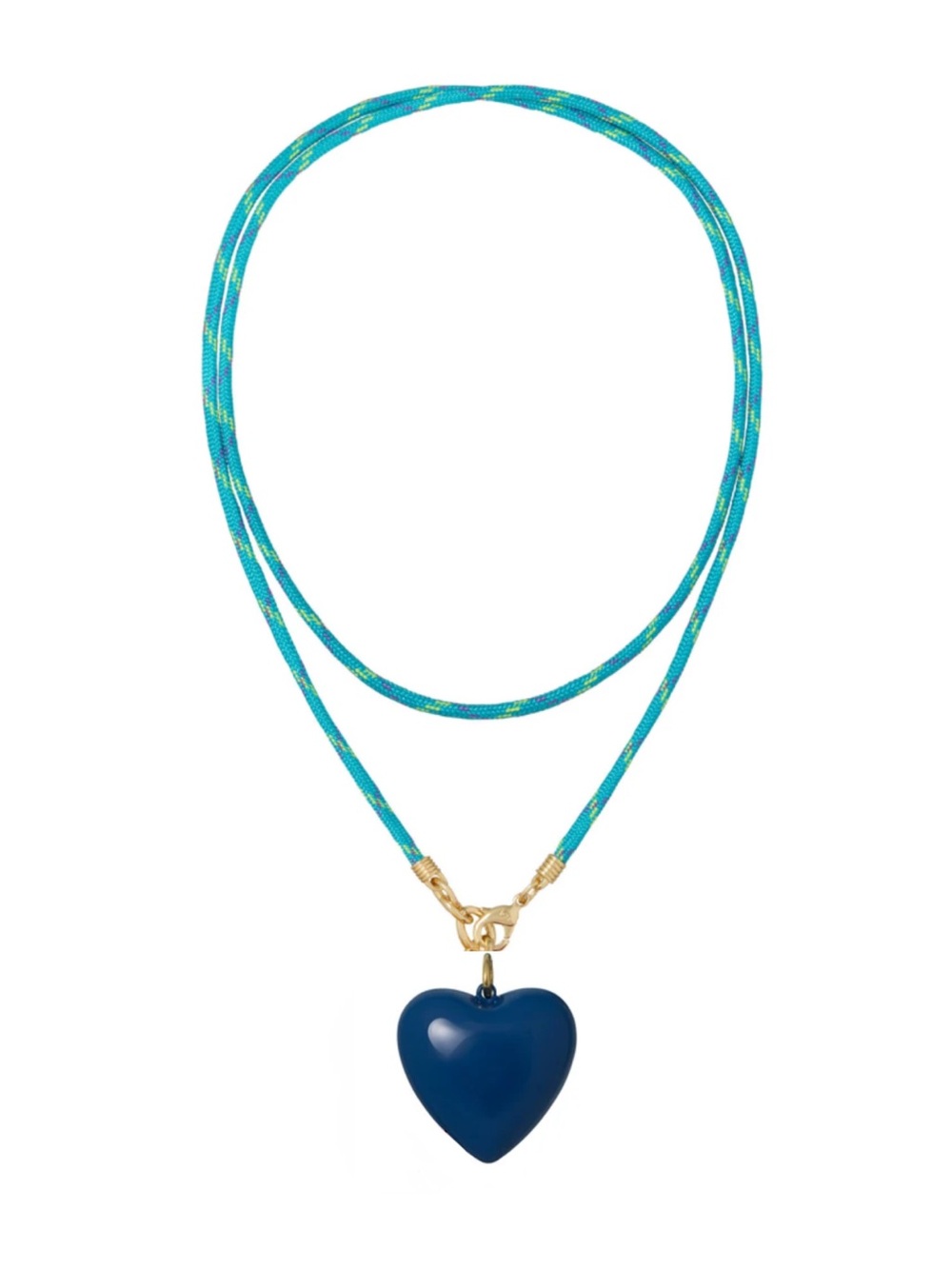 Roxanne Assoulin Long Happy Cord
Charm
Necklace Dark Turquoise Cord Navy Heart